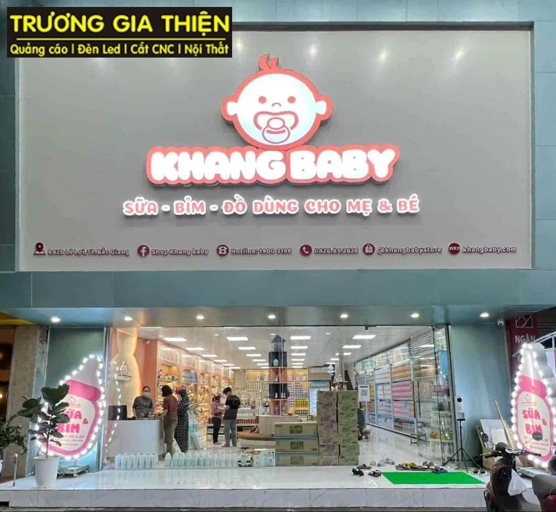 Mẫu chữ nồi kèm đèn led cùng màu