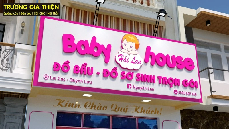 Bảng hiệu chữ nổi in đậm điểm thêm đèn led đẹp