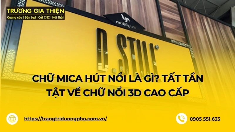Chữ mica hút nổi kết hợp với đèn led đẹp và tinh tế