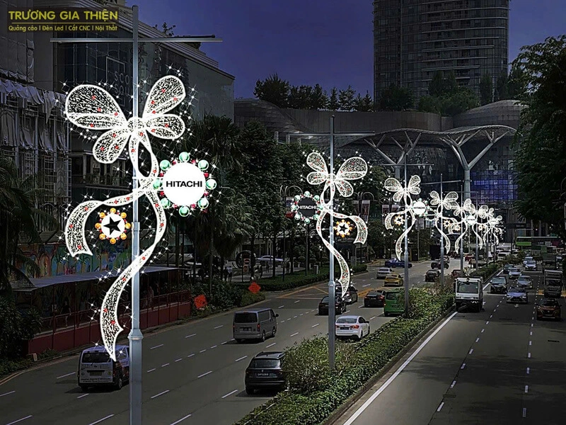 Cột đèn led với biểu tượng hình bướm đẹp