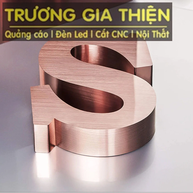 Chữ inox mạ đồng xước hairline
