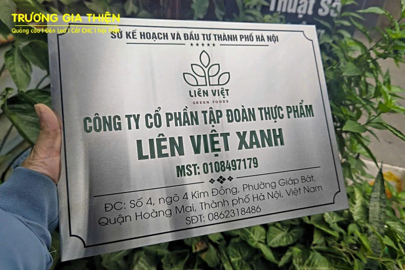 Bảng tên công ty inox trắng