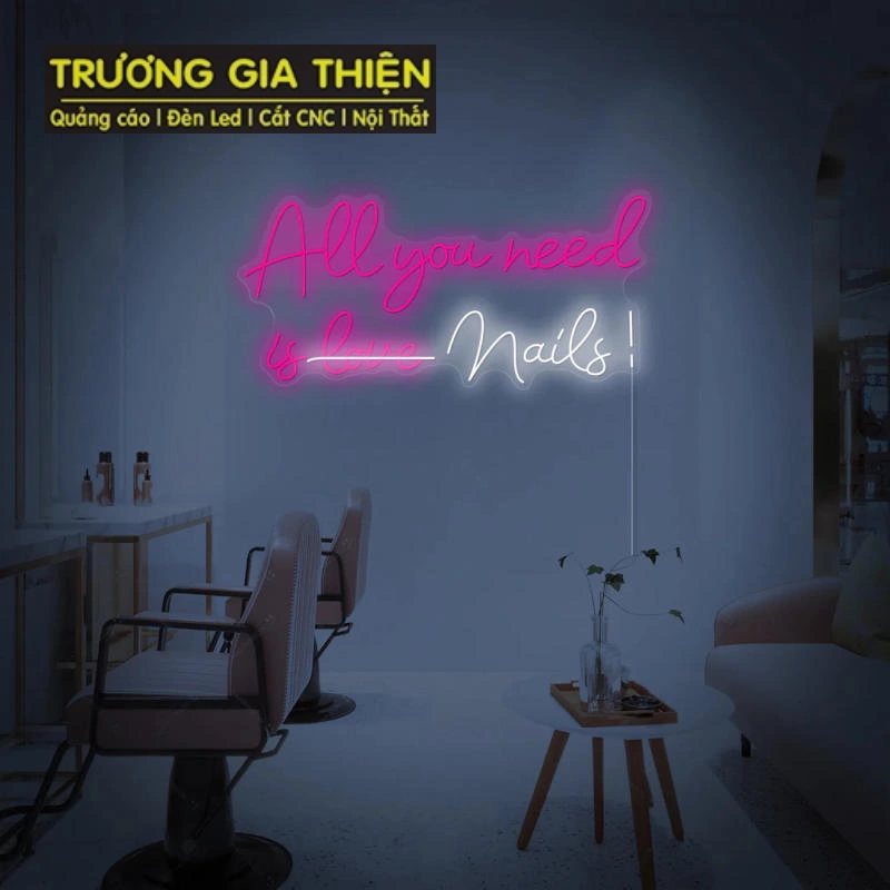 Bảng hiệu nail họa tiết loang màu pastel đáng yêu.