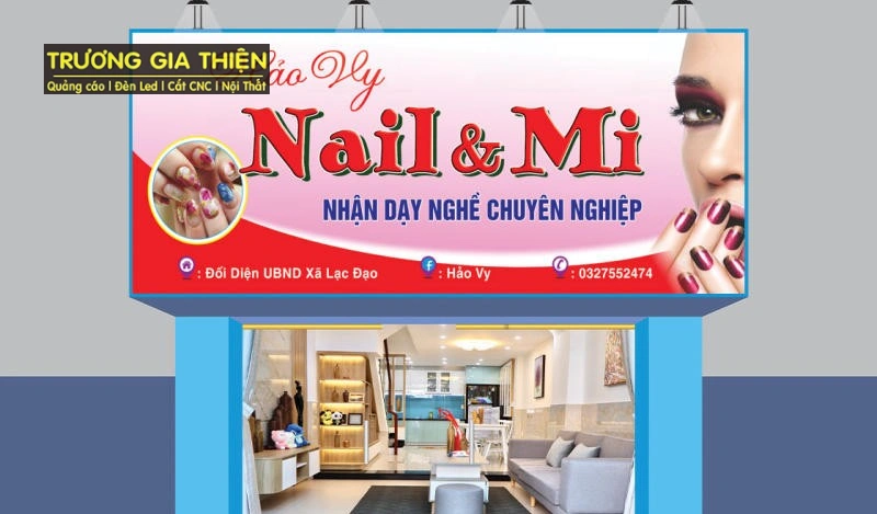 Biển nail thiết kế đơn giản nhưng vẫn rất bắt mắt.