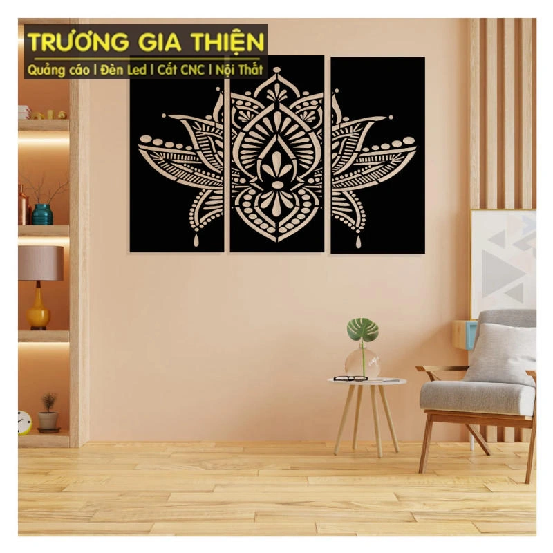 Hoa sen CNC phù hợp cổng, vách trang trí